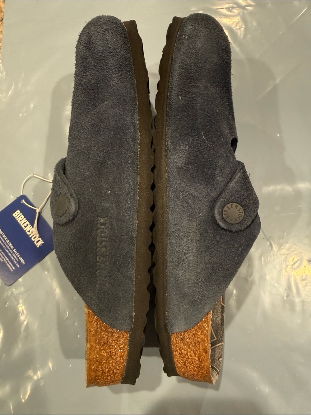 Birkenstock variety Suede Navy Boston Clogs - Picture 4 of 6